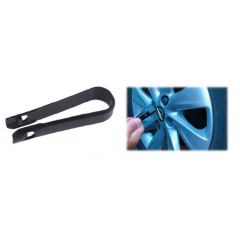 Kunststoff-Abziehklammer für Plastikschutzkappen über Felgenmuttern vor allem an VW-, Skoda-, SEAT-PKW