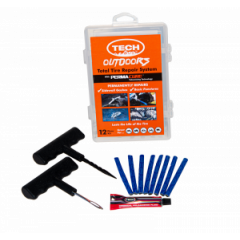 12-teiliges Reifen-Reparatur Kit „Outdoor“ auf Vulkanisationsbasis für alle Fahrzeuge im Gelände (ATV, Rasenmäher, etc.) in praktischer Kunststoffbox, VE: 1 Stück, Art. Nr. 822TOD